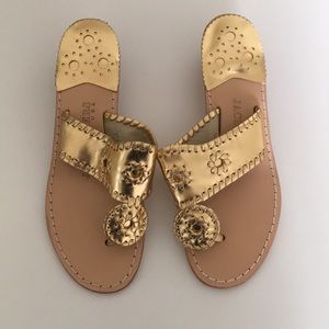 Gold Jack Rogers wedge sandals